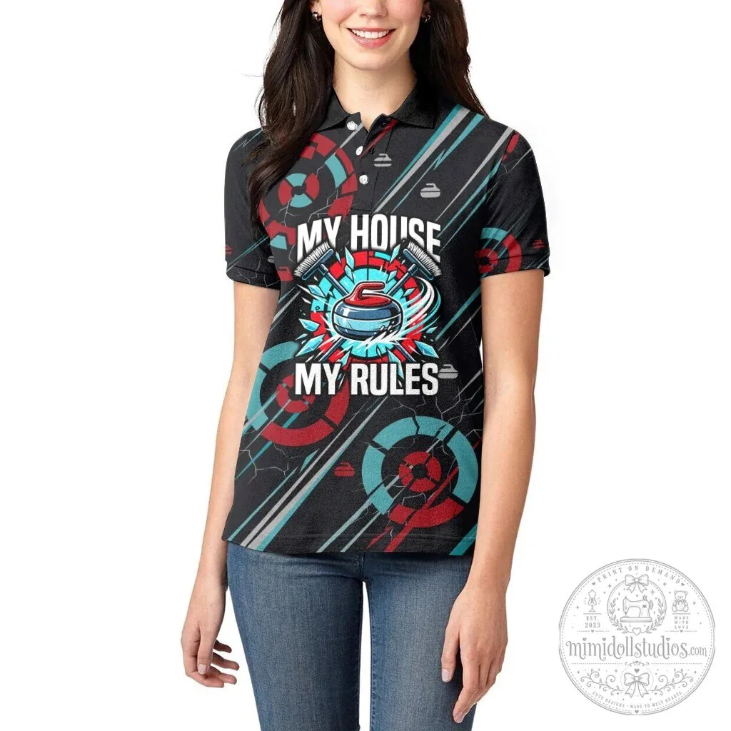 Curling My House My Rules Hurry Hard Vintage Retro Sports Quote Polo Shirt 12 Curling My House My Rules Hurry Hard Vintage Retro Sports Quote Polo Shirt