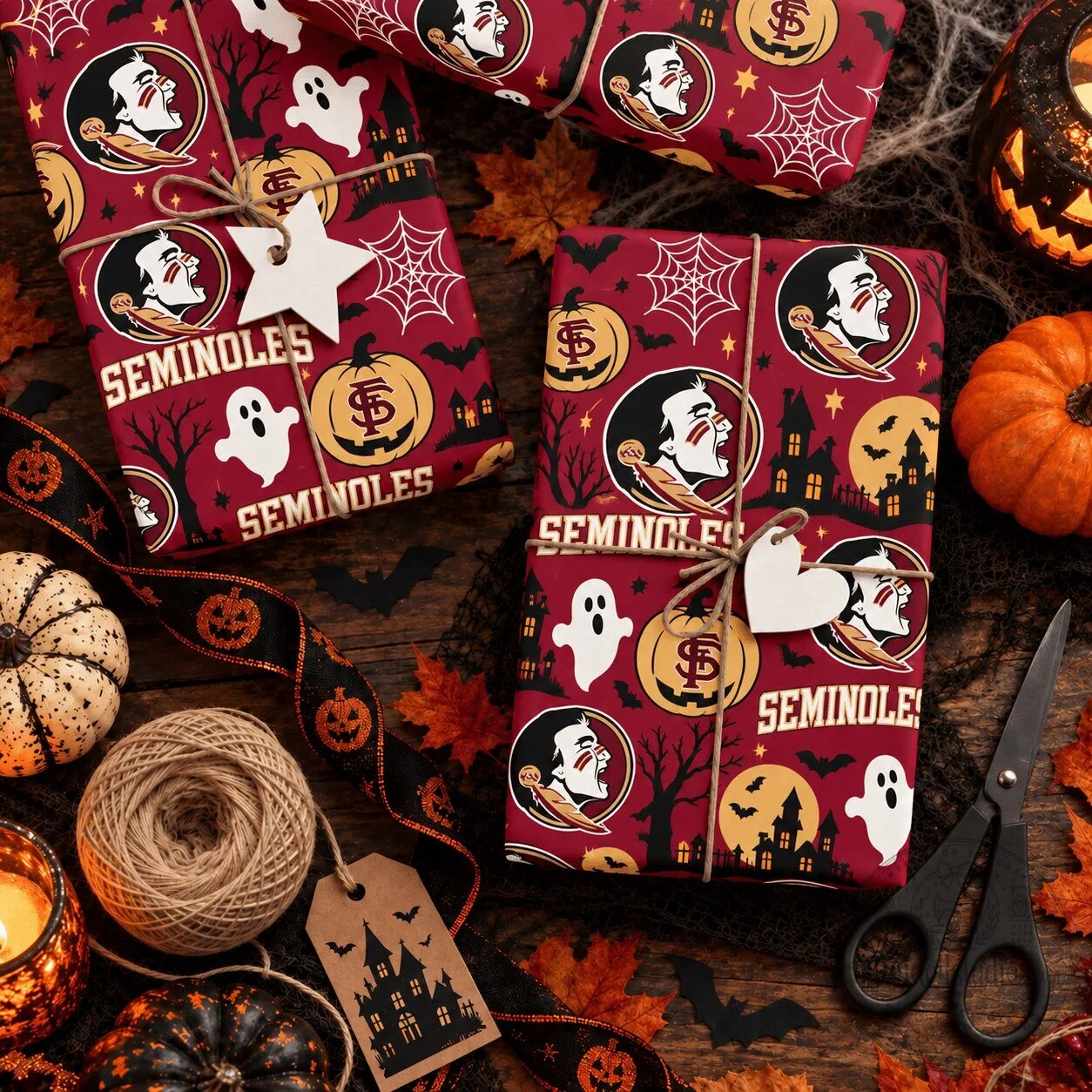 Florida State Seminoles Halloween Spooky Season Gift Wrapping Paper Roll