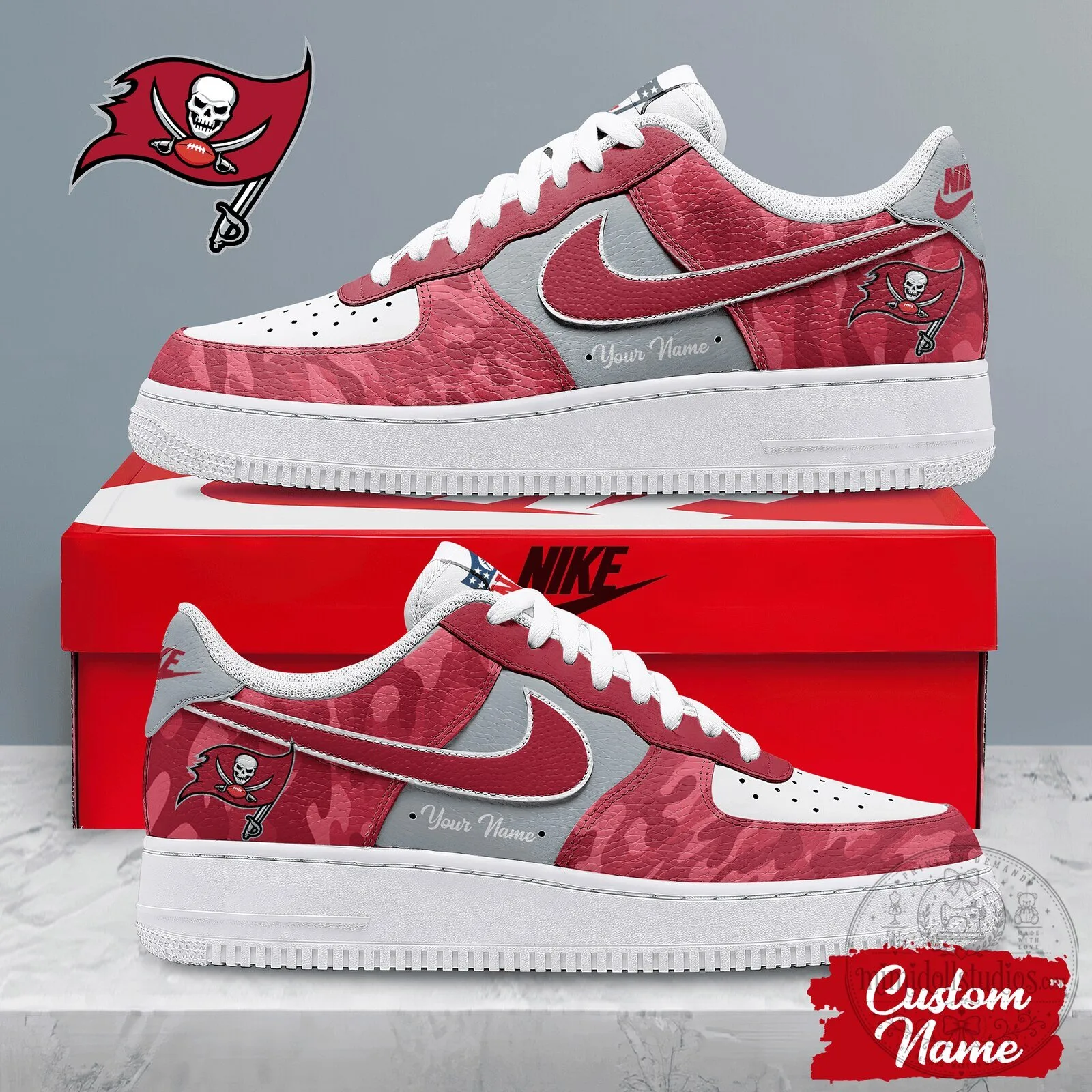 Tampa Bay Buccaneers NFL Team Logo Custom Name Sneakers 2 Tampa Bay Buccaneers NFL Team Logo Custom Name Sneakers