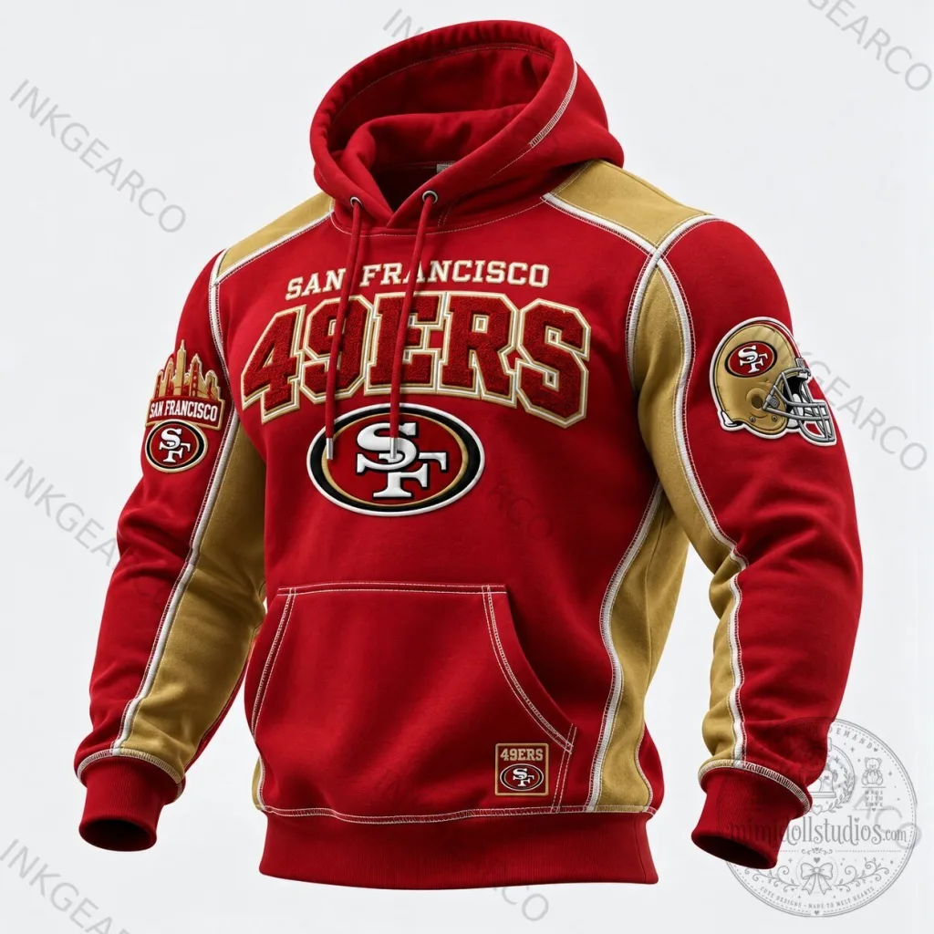 San Francisco 49ers NFL Football Team Red and Gold Fan Hoodie San Francisco 49ers NFL Football Team Red and Gold Fan Hoodie