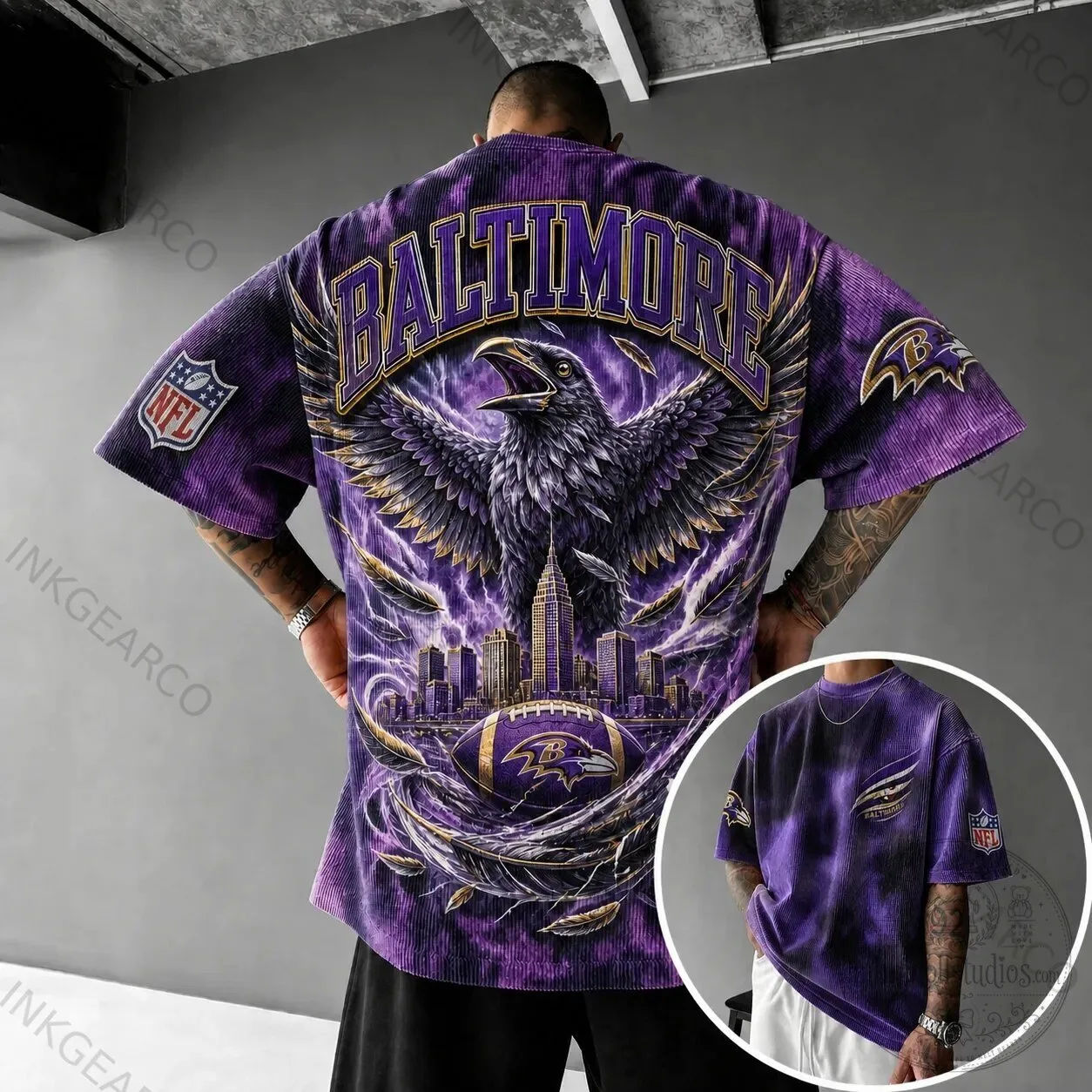 Baltimore Ravens NFL Football Team Purple Corduroy Hawaiian Shirt