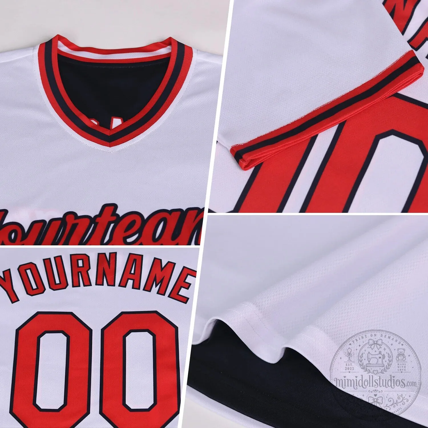 Custom Reversible Red and White V-Neck Baseball Jersey Shirt 14 Custom Reversible Red and White V-Neck Baseball Jersey Shirt
