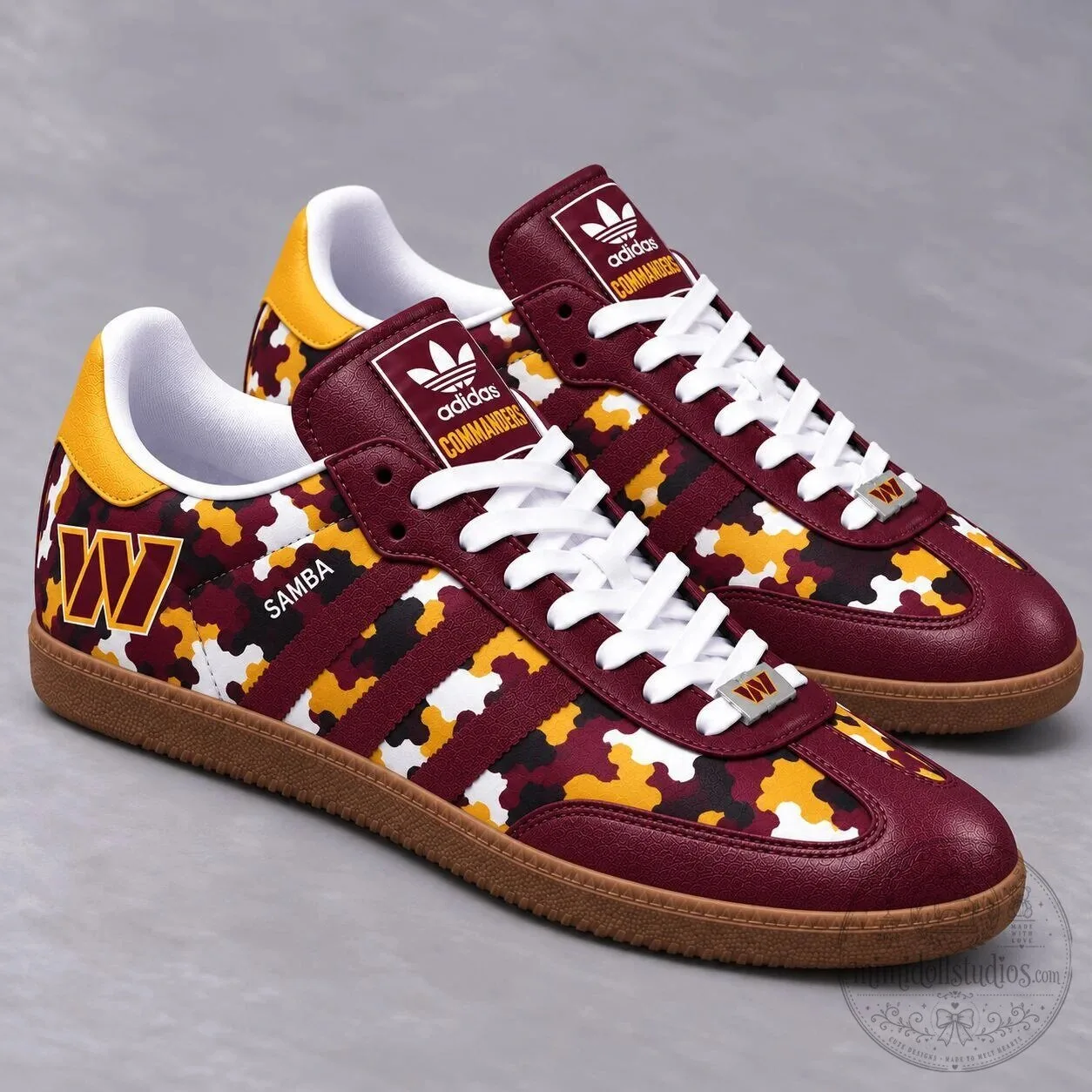 Washington Commanders Camouflage Pattern Football Team Samba Shoes
