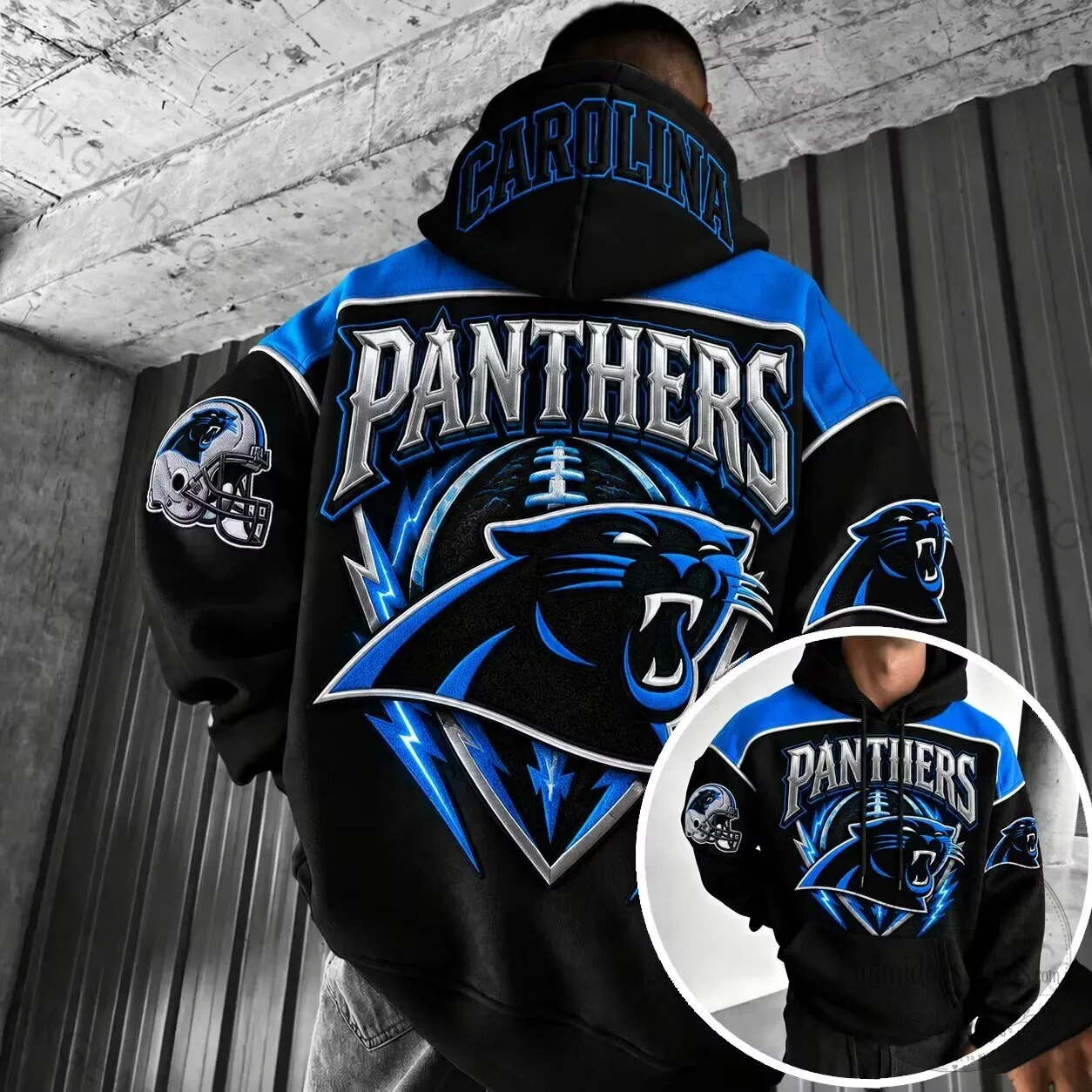 Carolina Panthers NFL Football Team Logo Black and Blue Design Hoodie 1 Carolina Panthers NFL Football Team Logo Black and Blue Design Hoodie