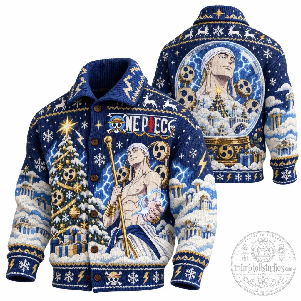 One Piece Enel Christmas Holiday Knitted Sweater Cardigan One Piece Enel Christmas Holiday Knitted Sweater Cardigan