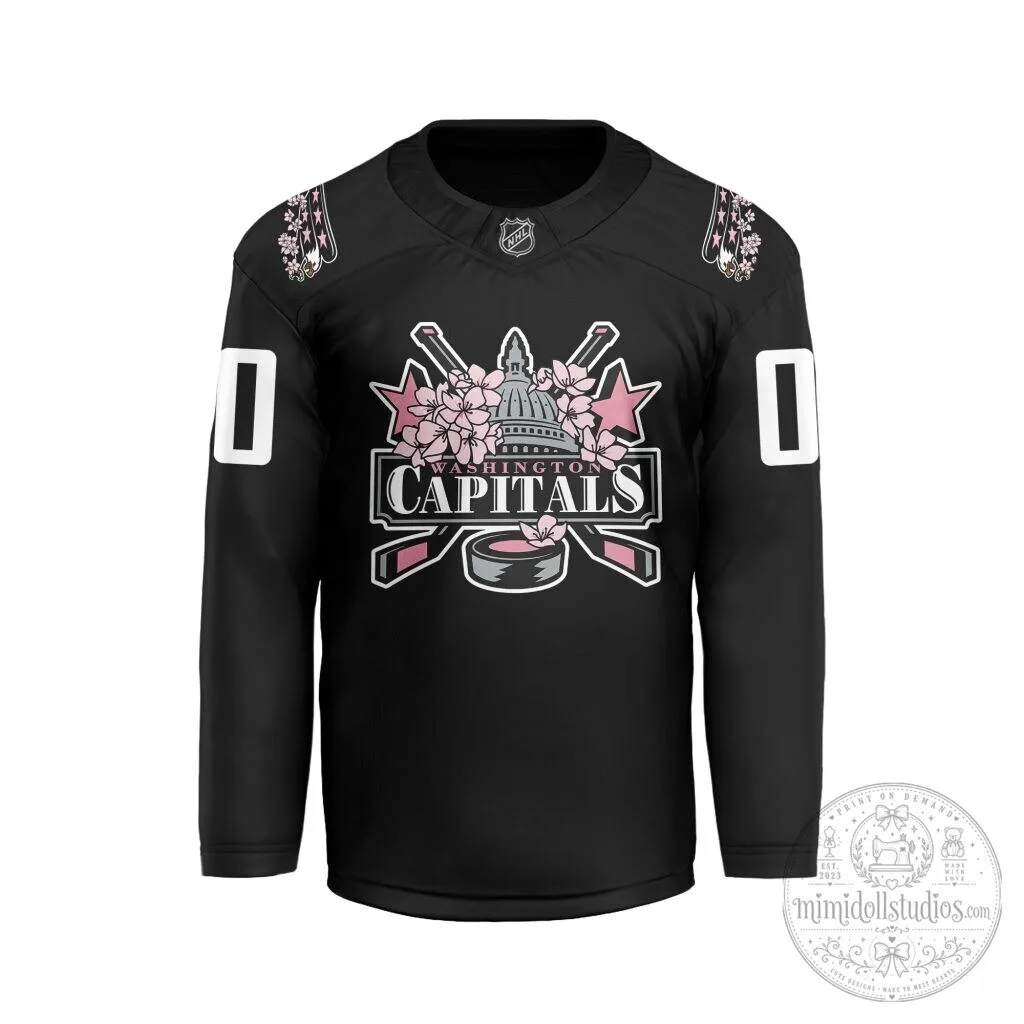 Washington Capitals Cherry Blossom Personalized Hockey Jersey