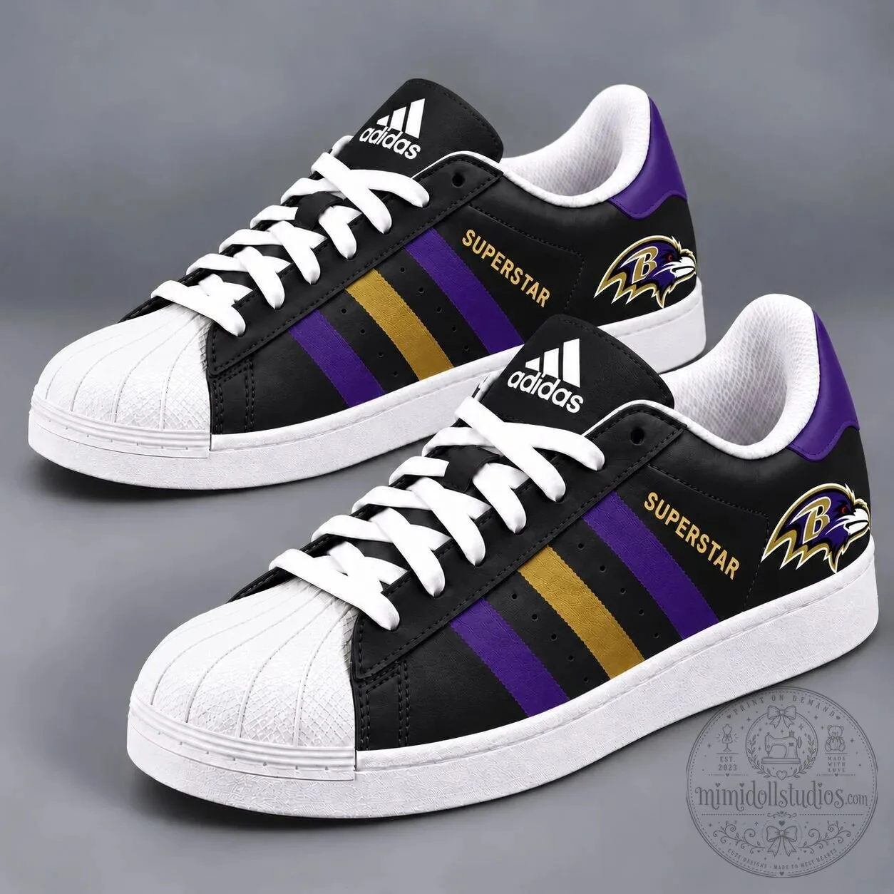 Baltimore Ravens Superstar Sneakers - NFL Football Team Fan Shoes