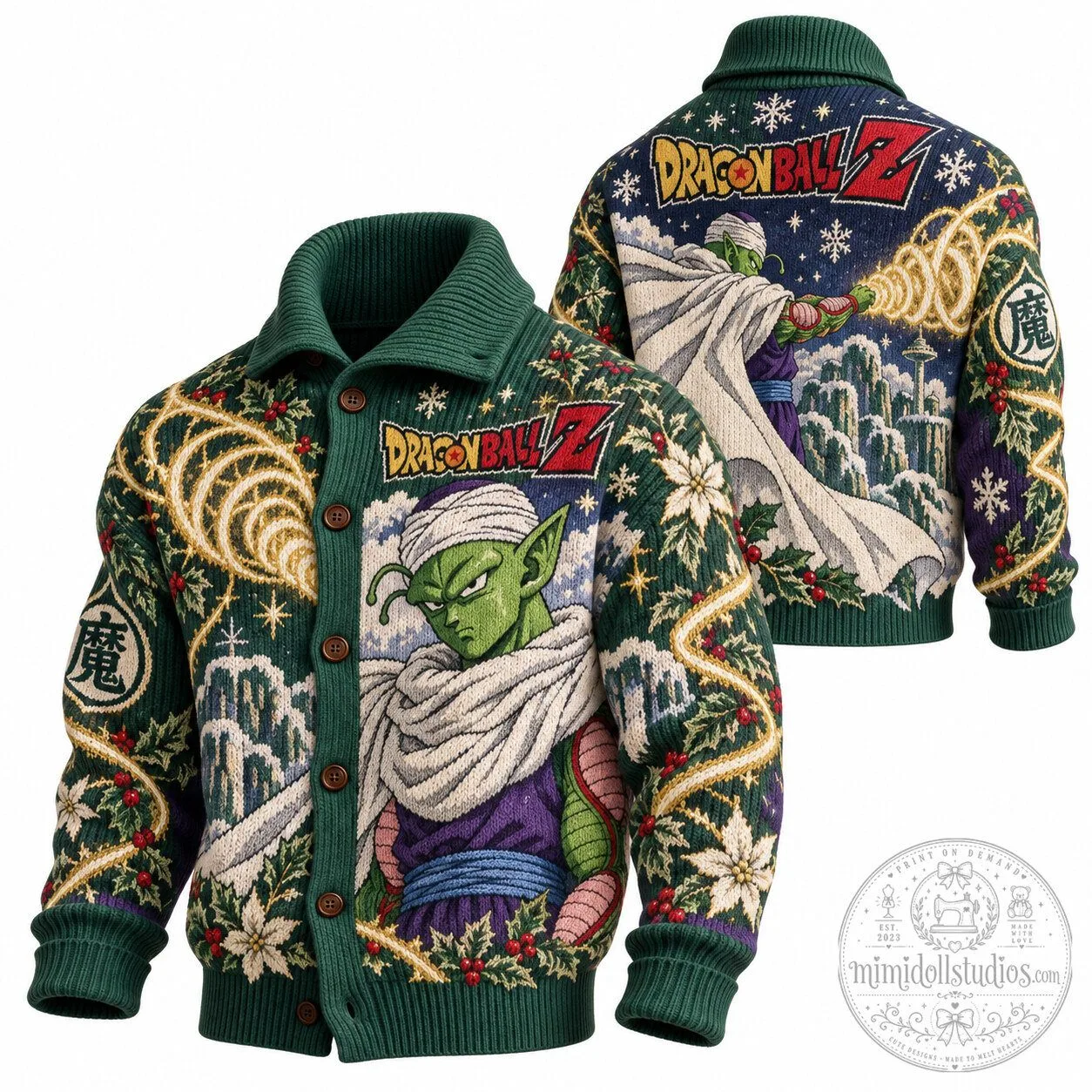 Dragon Ball Z Piccolo Christmas Holiday Ugly Sweater Cardigan
