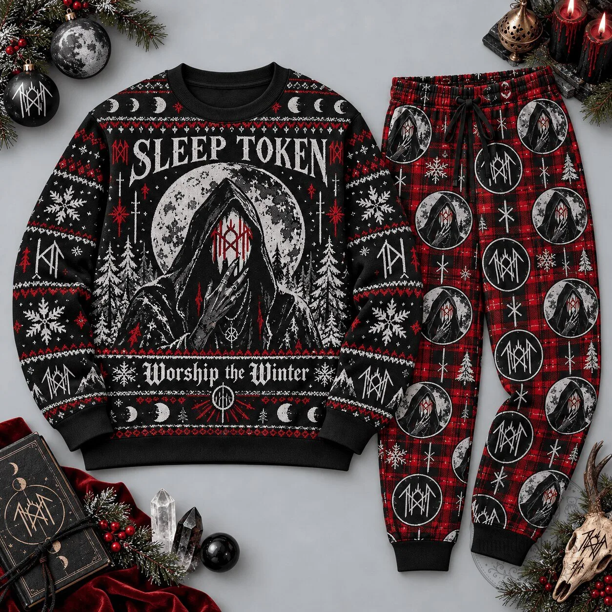 Sleep Token Worship The Winter Christmas Black Red Festive Sweatshirt