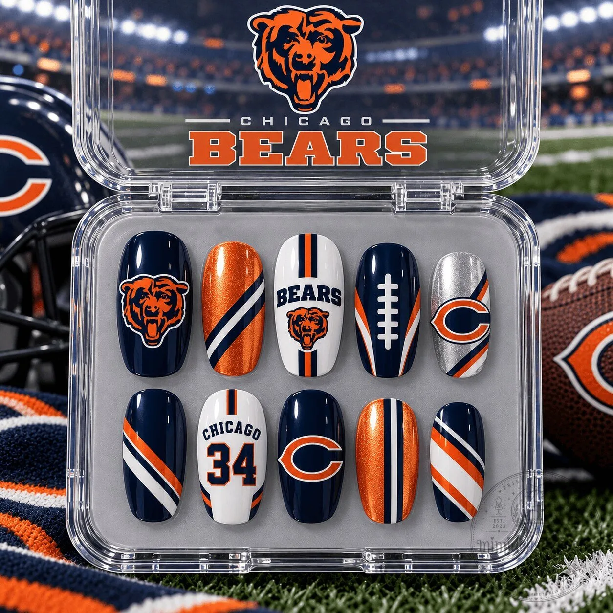 Chicago Bears National Football League Team Logo Press On Nails Set