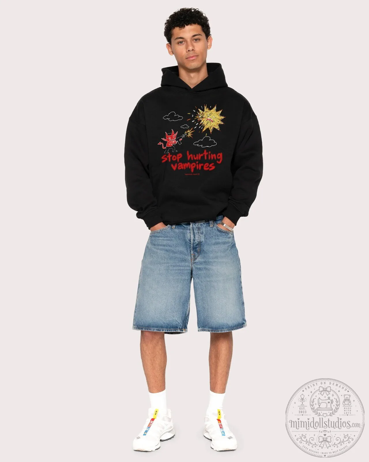 Stop Hurting Vampires Funny Cartoon Devil Sun Black Hoodie 7 Stop Hurting Vampires Funny Cartoon Devil Sun Black Hoodie