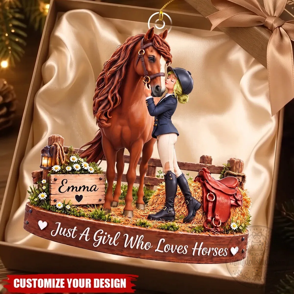 Personalized Horse Girl Christmas Tree Ornament 1 Personalized Horse Girl Christmas Tree Ornament