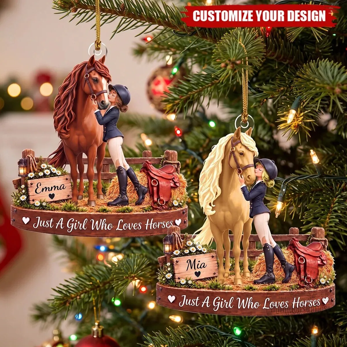Personalized Horse Girl Christmas Tree Ornament 5 Personalized Horse Girl Christmas Tree Ornament