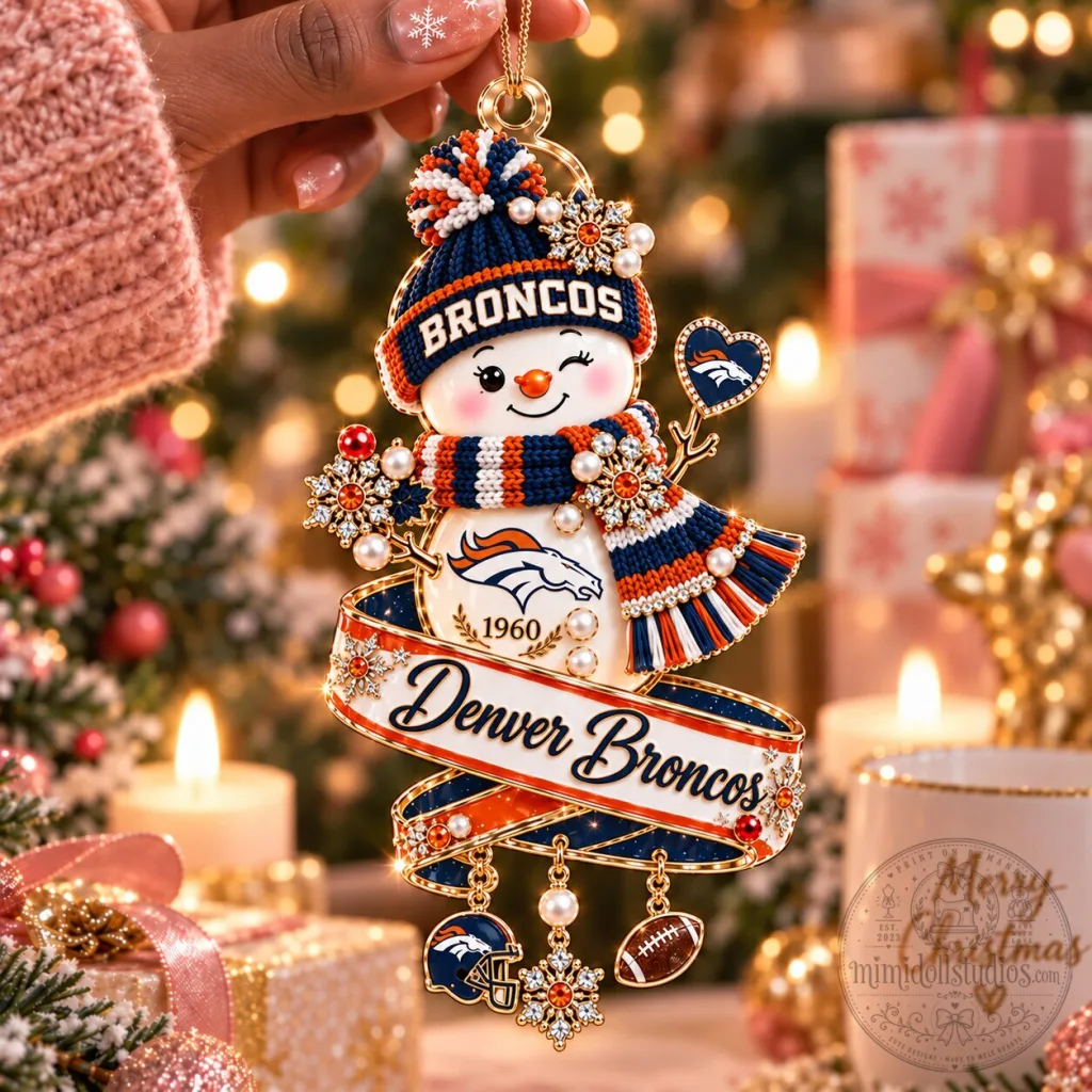 Denver Broncos Snowman Christmas Tree Ornament for Holiday Decoration Denver Broncos Snowman Christmas Tree Ornament for Holiday Decoration