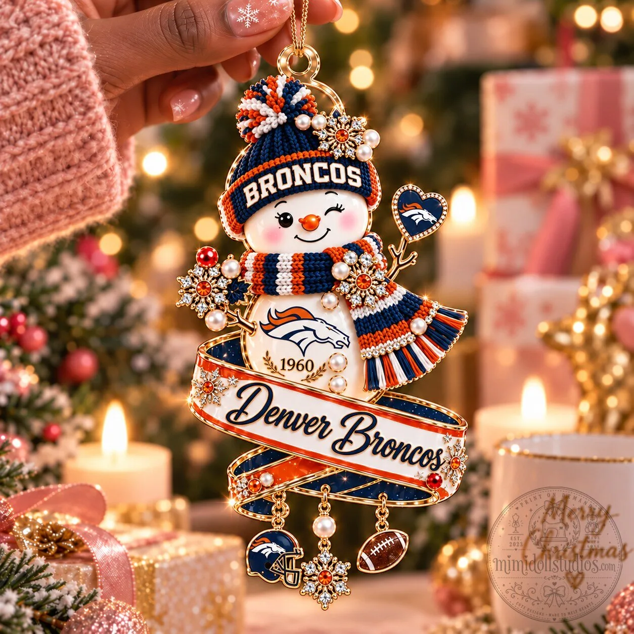 Denver Broncos Snowman Christmas Tree Ornament for Holiday Decoration 3 Denver Broncos Snowman Christmas Tree Ornament for Holiday Decoration