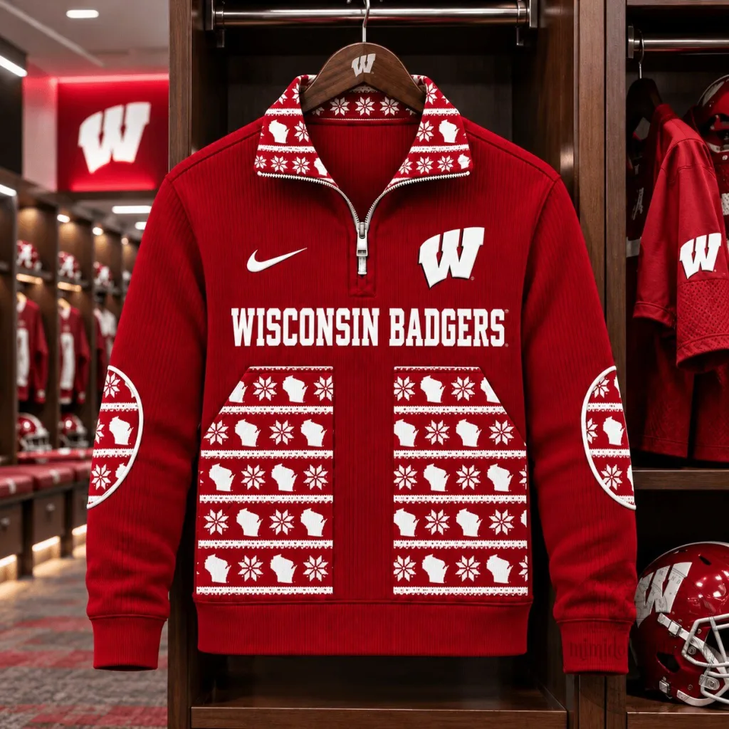 Wisconsin Badgers Ugly Christmas Quarter-Zip Sweatshirt Wisconsin Badgers Ugly Christmas Quarter-Zip Sweatshirt